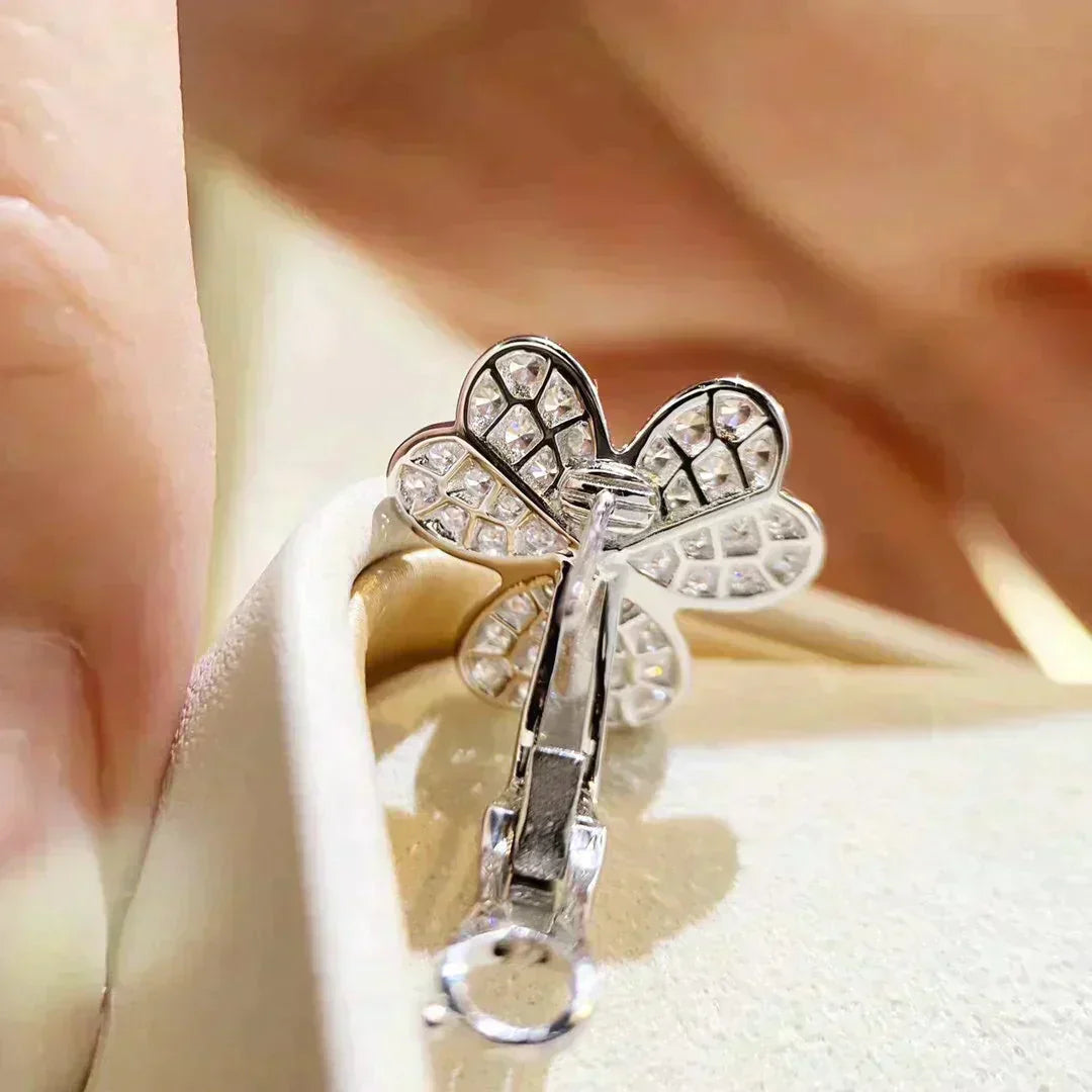[Joyas Regalia] PENDIENTES DE DIAMANTES CLOVER COMOS PLATA