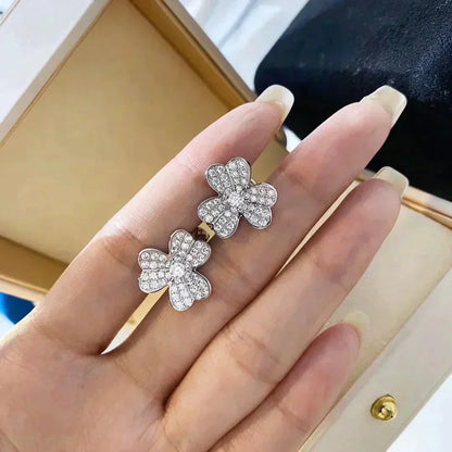 [Joyas Regalia] PENDIENTES DE DIAMANTES CLOVER COMOS PLATA