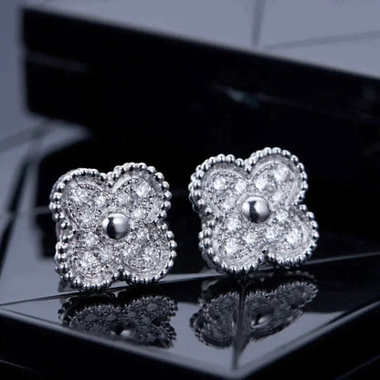 [Joyas Regalia] PENDIENTES DE PLATA CON DIAMANTES Y MOTIVOS DE TRÉBOL 1