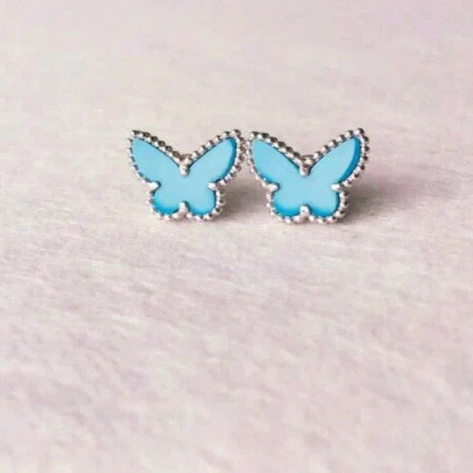 [Bijoux Regalia]Boucles d'oreilles papillon turquoise en argent