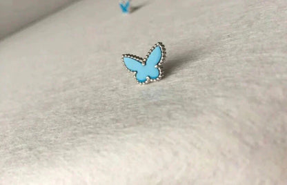 [Bijoux Regalia]Boucles d'oreilles papillon turquoise en argent