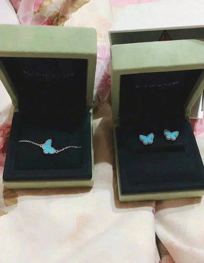 [Bijoux Regalia]Boucles d'oreilles papillon turquoise en argent
