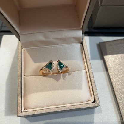[Joyas Regalia]Anillo abierto Dream Malaquita Diamante