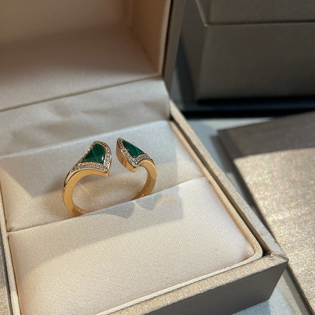 [Joyas Regalia]Anillo abierto Dream Malaquita Diamante