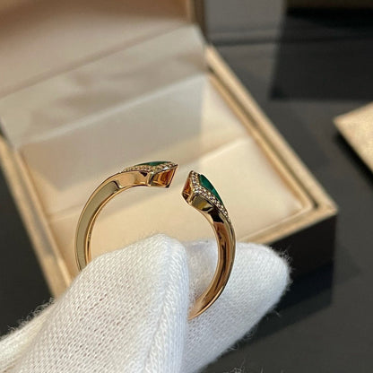 [Joyas Regalia]Anillo abierto Dream Malaquita Diamante