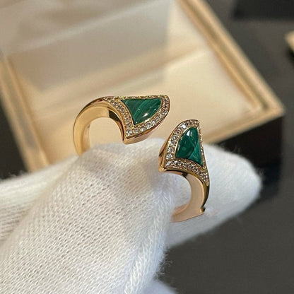 [Joyas Regalia]Anillo abierto Dream Malaquita Diamante