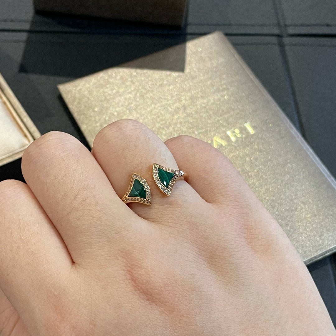 [Joyas Regalia]Anillo abierto Dream Malaquita Diamante