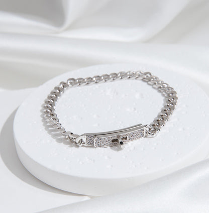 [Joyas Regalia]Pulsera de plata con diamantes y cadena Kelly