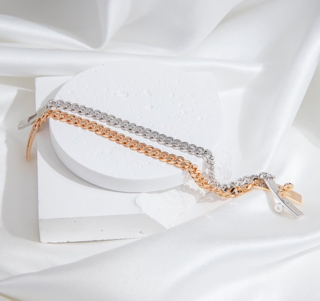 [Joyas Regalia]Pulsera de plata con diamantes y cadena Kelly