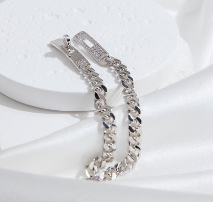 [Joyas Regalia]Pulsera de plata con diamantes y cadena Kelly