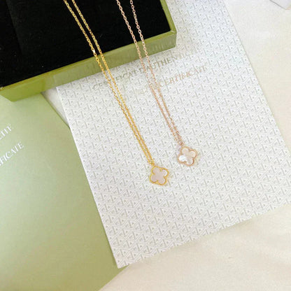 [Joyas Regalia]COLLAR MINI TRÉBOL DE NÁCAR BLANCO DE 9,5 MM