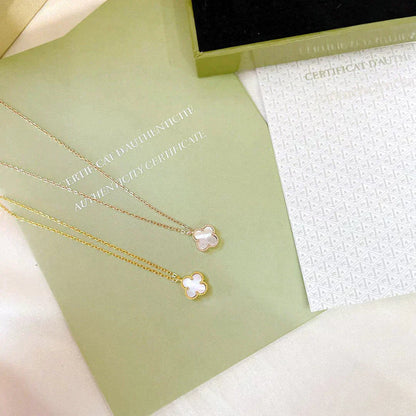 [Joyas Regalia]COLLAR MINI TRÉBOL DE NÁCAR BLANCO DE 9,5 MM