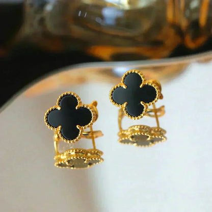 [Bijoux Regalia]Boucles d'oreilles Clover Medium 1 Motif Onyx