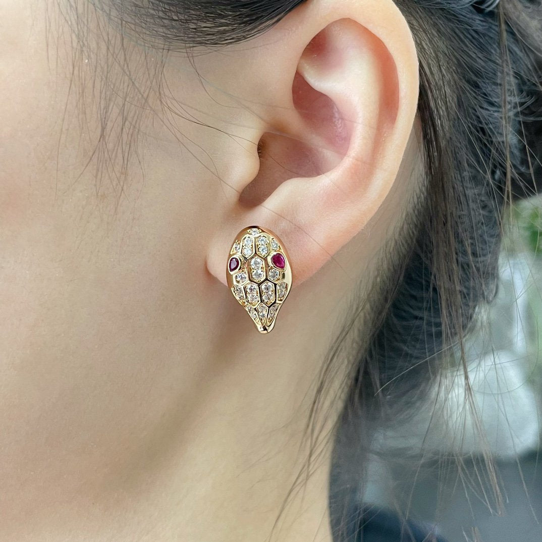 [Joyas Regalia] PENDIENTES DE DIAMANTES CON SERPIENTE