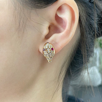 [Joyas Regalia] PENDIENTES DE DIAMANTES CON SERPIENTE