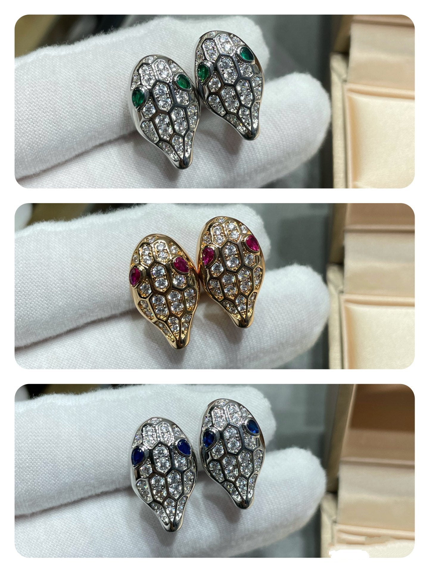[Joyas Regalia] PENDIENTES DE DIAMANTES CON SERPIENTE