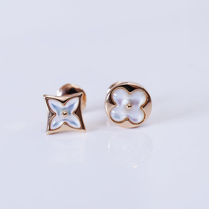 [Joyas Regalia] PENDIENTES DE BOTONERA CON ESTRELLA Y SOL EN ORO ROSA