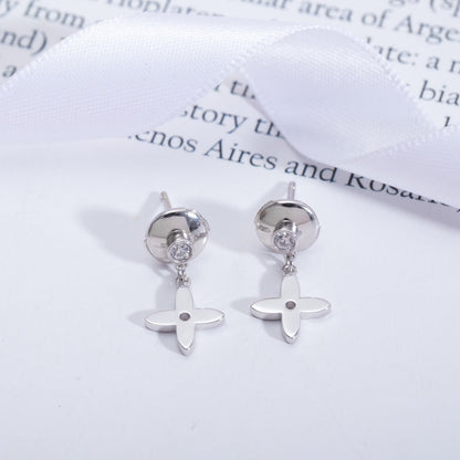 [Bijoux Regalia]Boucles d'oreilles pendantes miniatures en argent et diamants VIDYLLE