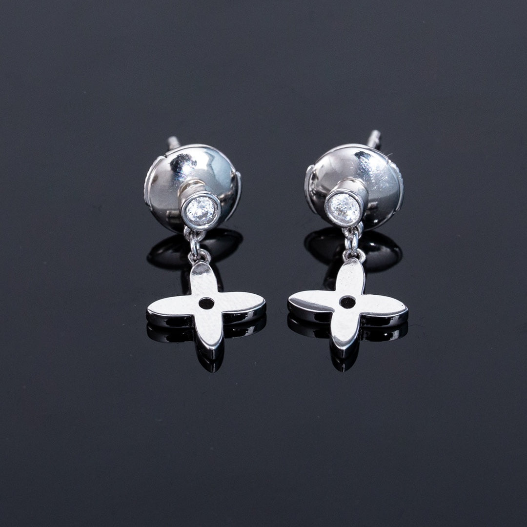 [Bijoux Regalia]Boucles d'oreilles pendantes miniatures en argent et diamants VIDYLLE
