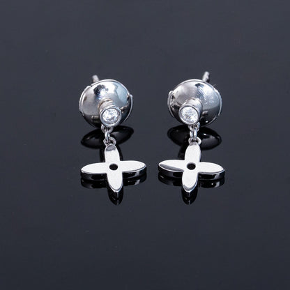 [Bijoux Regalia]Boucles d'oreilles pendantes miniatures en argent et diamants VIDYLLE