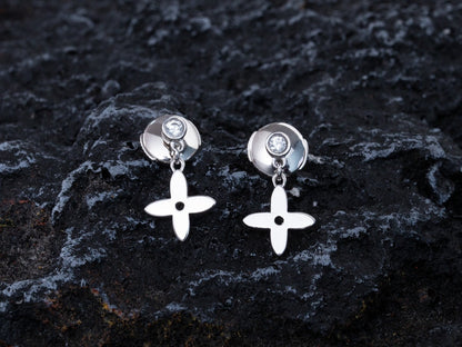 [Bijoux Regalia]Boucles d'oreilles pendantes miniatures en argent et diamants VIDYLLE