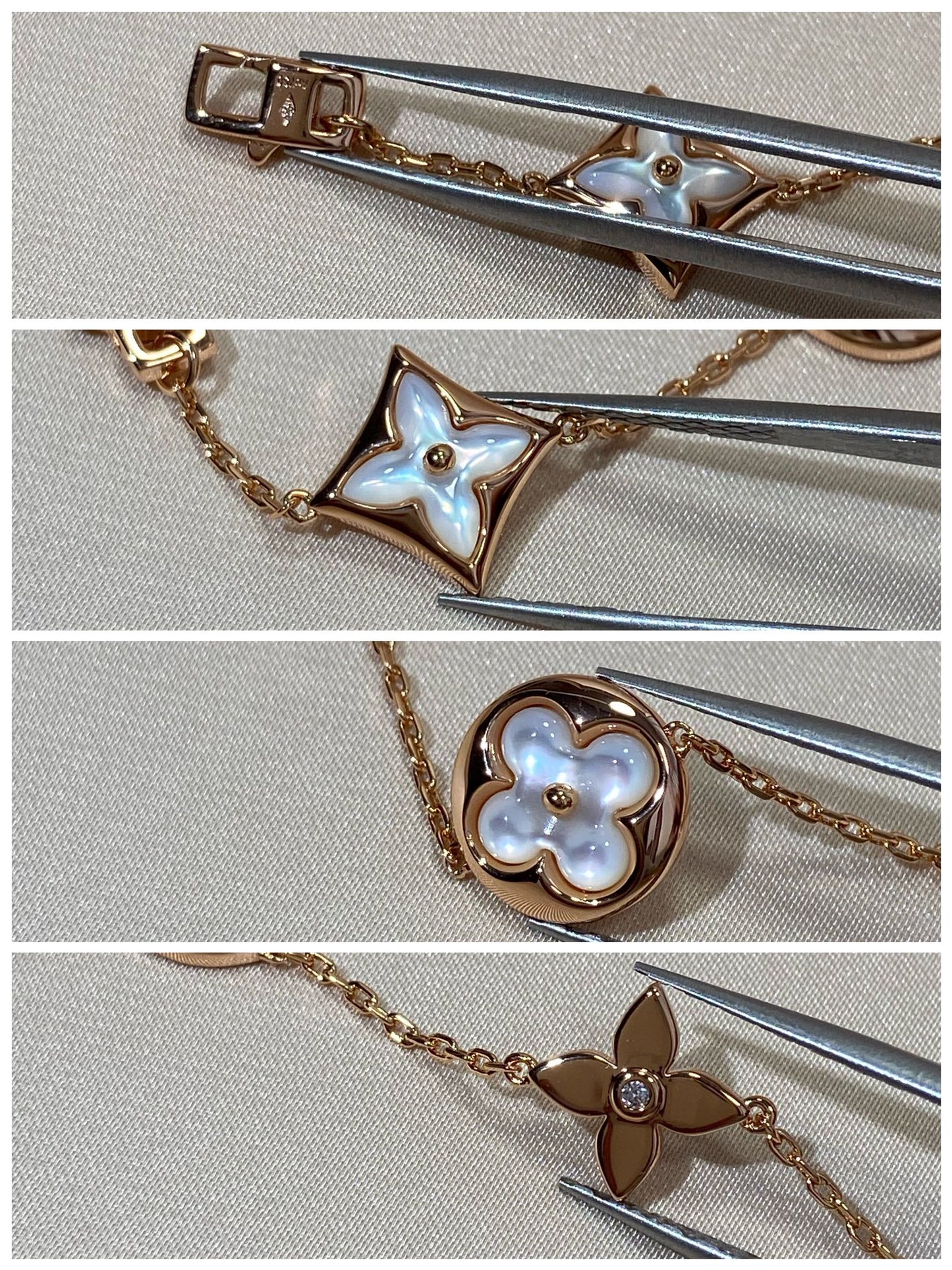 [Regalia jewelry]STAR AND SUN 5 MOTIF MOP PINK GOLD BRACELET