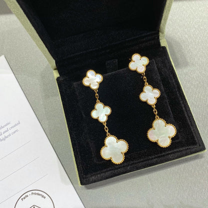 [Joyas Regalia] PENDIENTES DE ORO CON 3 MOTIVOS DE TRÉBOL 