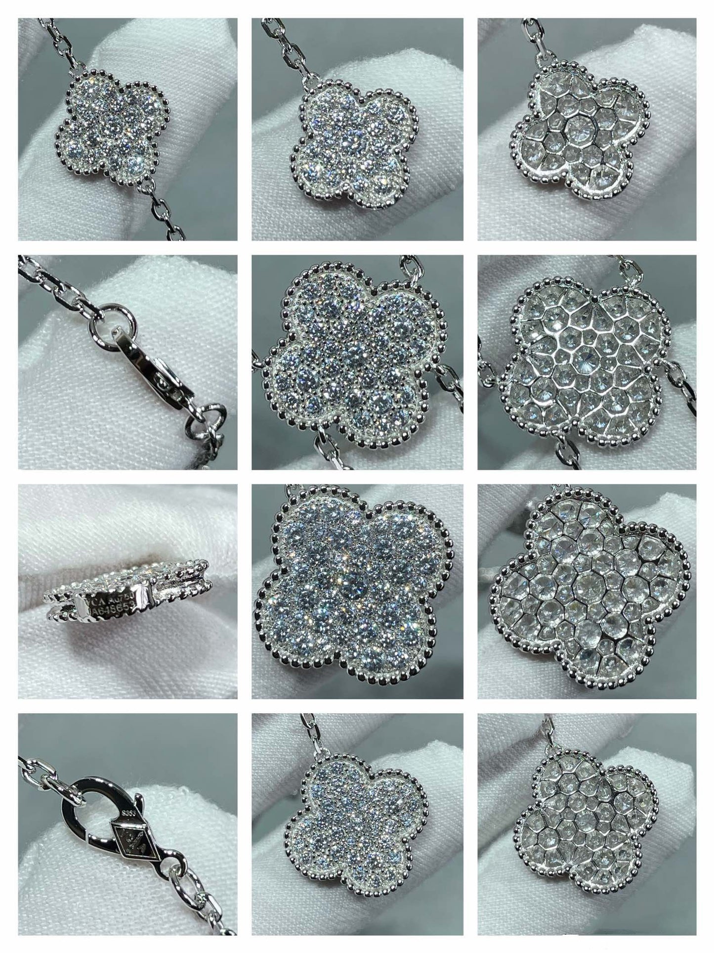 [Joyas Regalia] COLLAR CON 6 MOTIVOS DE TRÉBOL Y DIAMANTES PAVÉ
