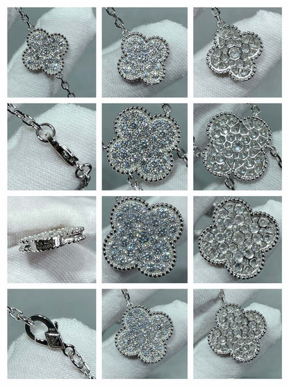 [Joyas Regalia] COLLAR CON 6 MOTIVOS DE TRÉBOL Y DIAMANTES PAVÉ