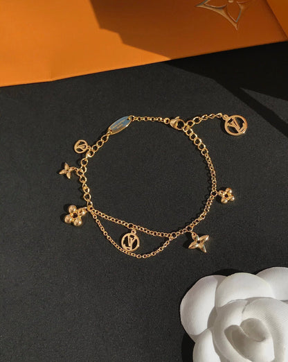 [Joyas Regalia]Pulsera de oro rosa floreciente