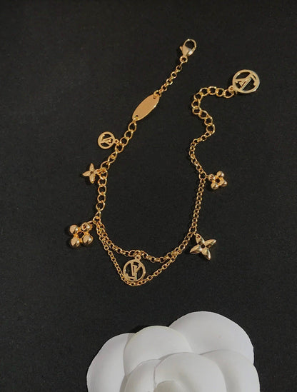[Joyas Regalia]Pulsera de oro rosa floreciente