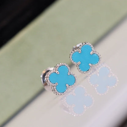 [Joyas Regalia] PENDIENTES MINI TRÉBOL DE PLATA CON TURQUESA