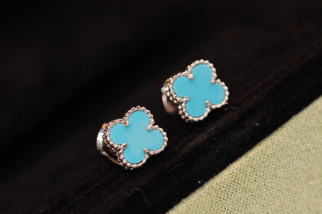 [Joyas Regalia] PENDIENTES MINI TRÉBOL DE PLATA CON TURQUESA