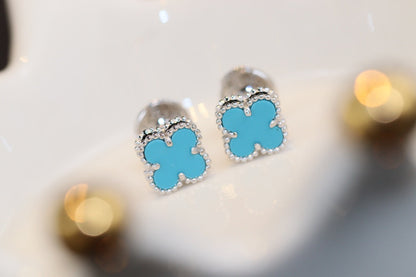 [Joyas Regalia] PENDIENTES MINI TRÉBOL DE PLATA CON TURQUESA