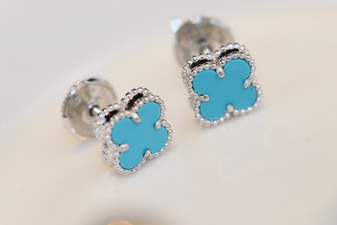 [Joyas Regalia] PENDIENTES MINI TRÉBOL DE PLATA CON TURQUESA