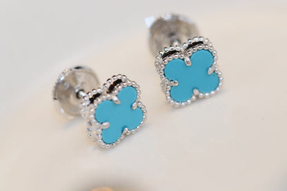 [Joyas Regalia] PENDIENTES MINI TRÉBOL DE PLATA CON TURQUESA