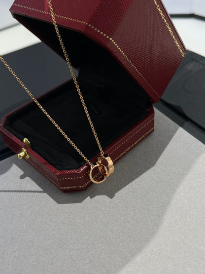 [Regalia jewelry]LOVE NECKLACE DOUBLE RING PINK GOLD