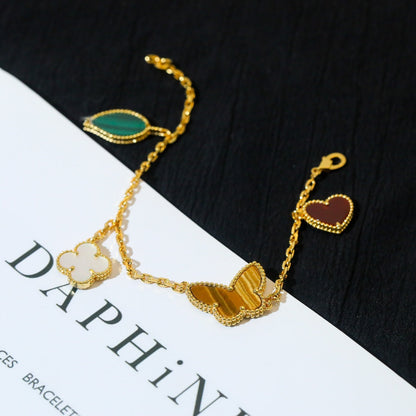 [Joyas Regalia] PULSERA DE ORO CON 5 MOTIVOS LUCKY SPRING 