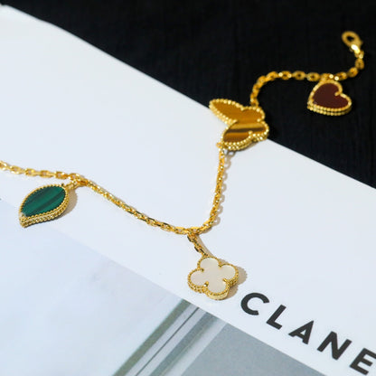 [Joyas Regalia] PULSERA DE ORO CON 5 MOTIVOS LUCKY SPRING 