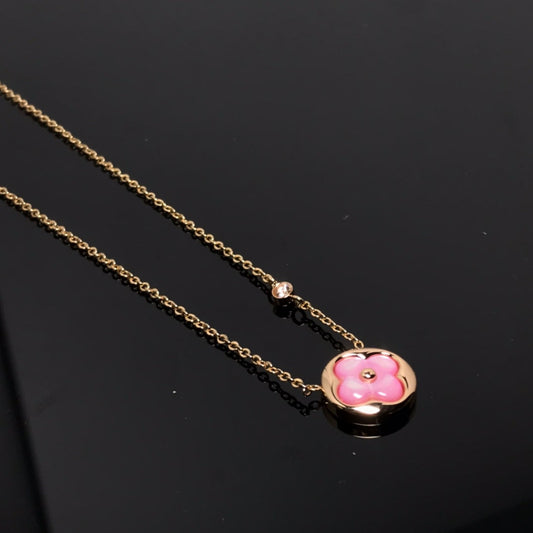 [Bijoux Regalia] COLLIER EN OR ROSE FLEUR DE COULEUR MOP SOLEIL