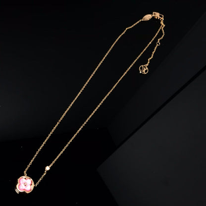 [Bijoux Regalia] COLLIER EN OR ROSE FLEUR DE COULEUR MOP SOLEIL