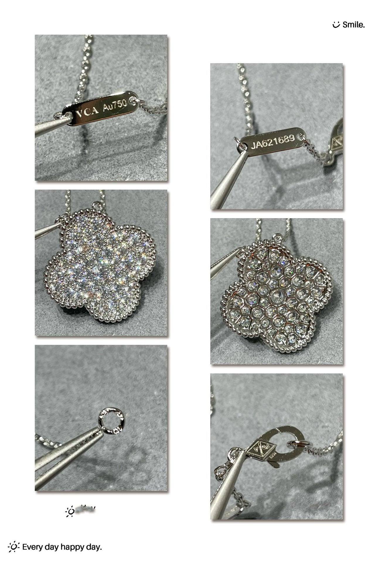[Joyas Regalia] COLLAR DE PLATA CON COLGANTE DE TRÉBOL DE 25 MM Y DIAMANTES PAVÉ