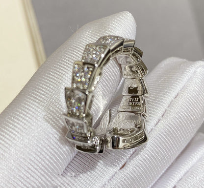 [Joyas Regalia] ANILLO GRANDE SERPENTI PLATA CON DIAMANTES PAVÉ