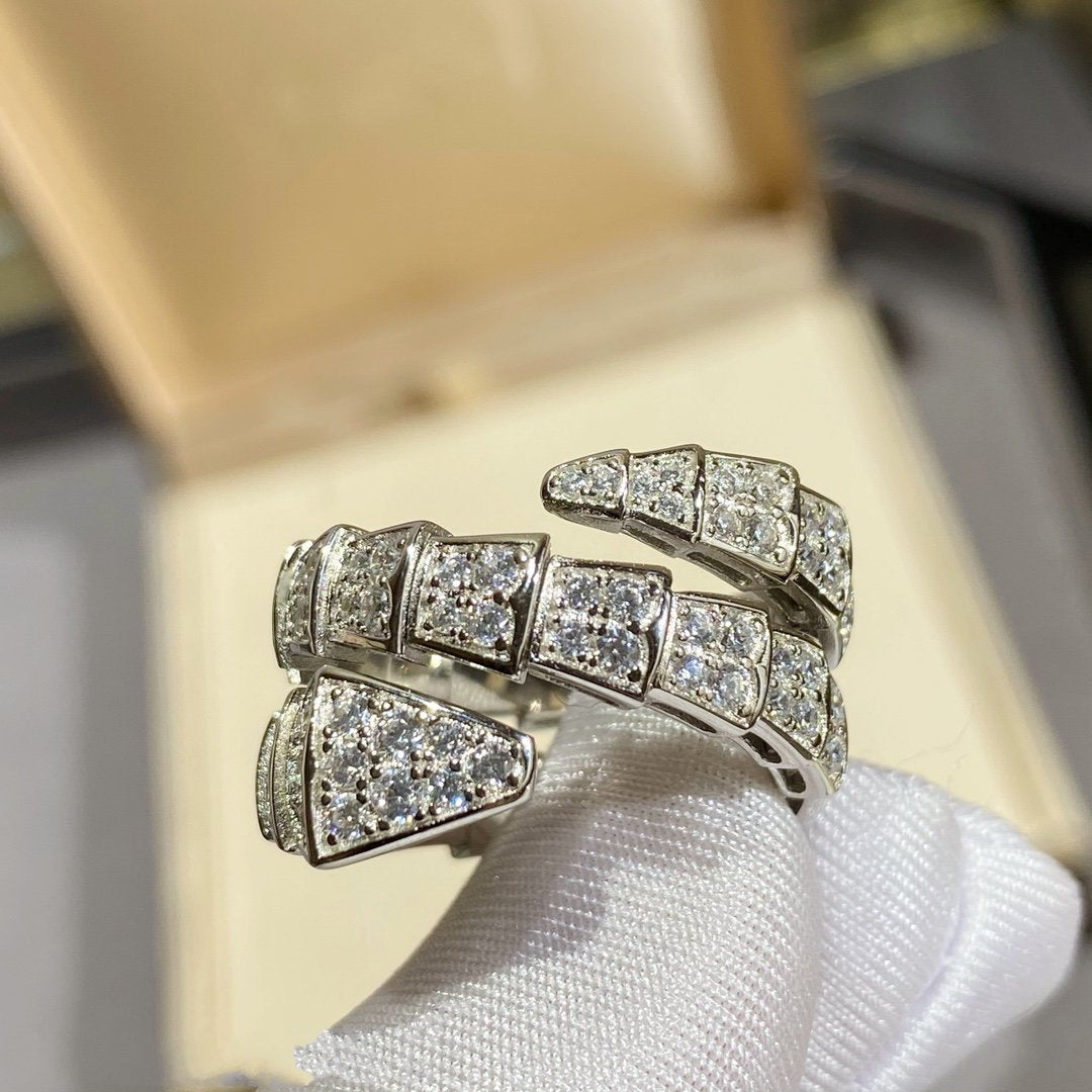 [Joyas Regalia] ANILLO DOBLE SERPENTI PLATA CON PAVÉ DE DIAMANTES