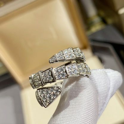 [Joyas Regalia] ANILLO DOBLE SERPENTI PLATA CON PAVÉ DE DIAMANTES