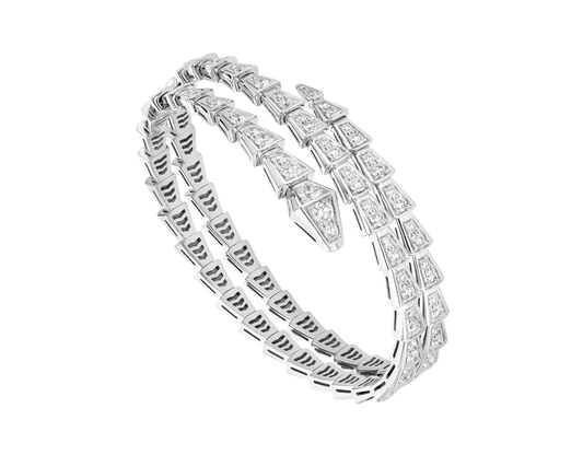 [Bijoux Regalia]BRACELET SERPENTI ARGENT DIAMANT DOUBLE RANGÉE