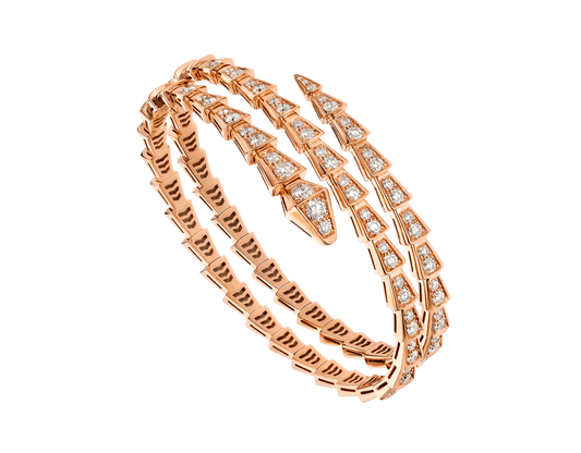 [Bijoux Regalia]BRACELET SERPENTI OR ROSE DIAMANTS DOUBLE RANGÉE