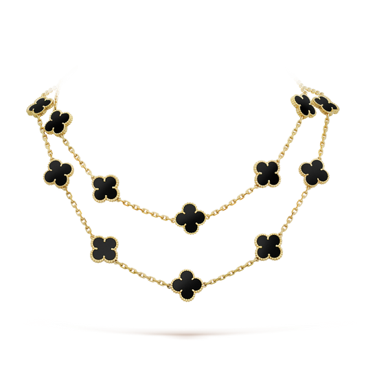 [Joyas Regalia] COLLAR DE ÓNIX CON 20 MOTIVOS DE TRÉBOL