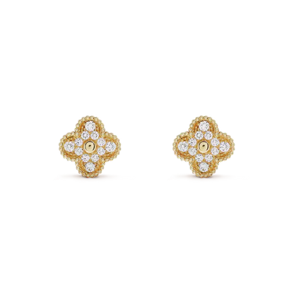 [Joyas Regalia] PENDIENTES DE TRÉBOL MEDIANOS CON 1 MOTIVO Y DIAMANTES