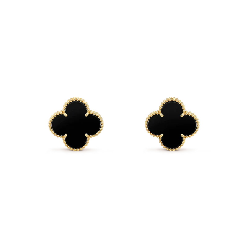 [Bijoux Regalia]Boucles d'oreilles Clover Medium 1 Motif Onyx